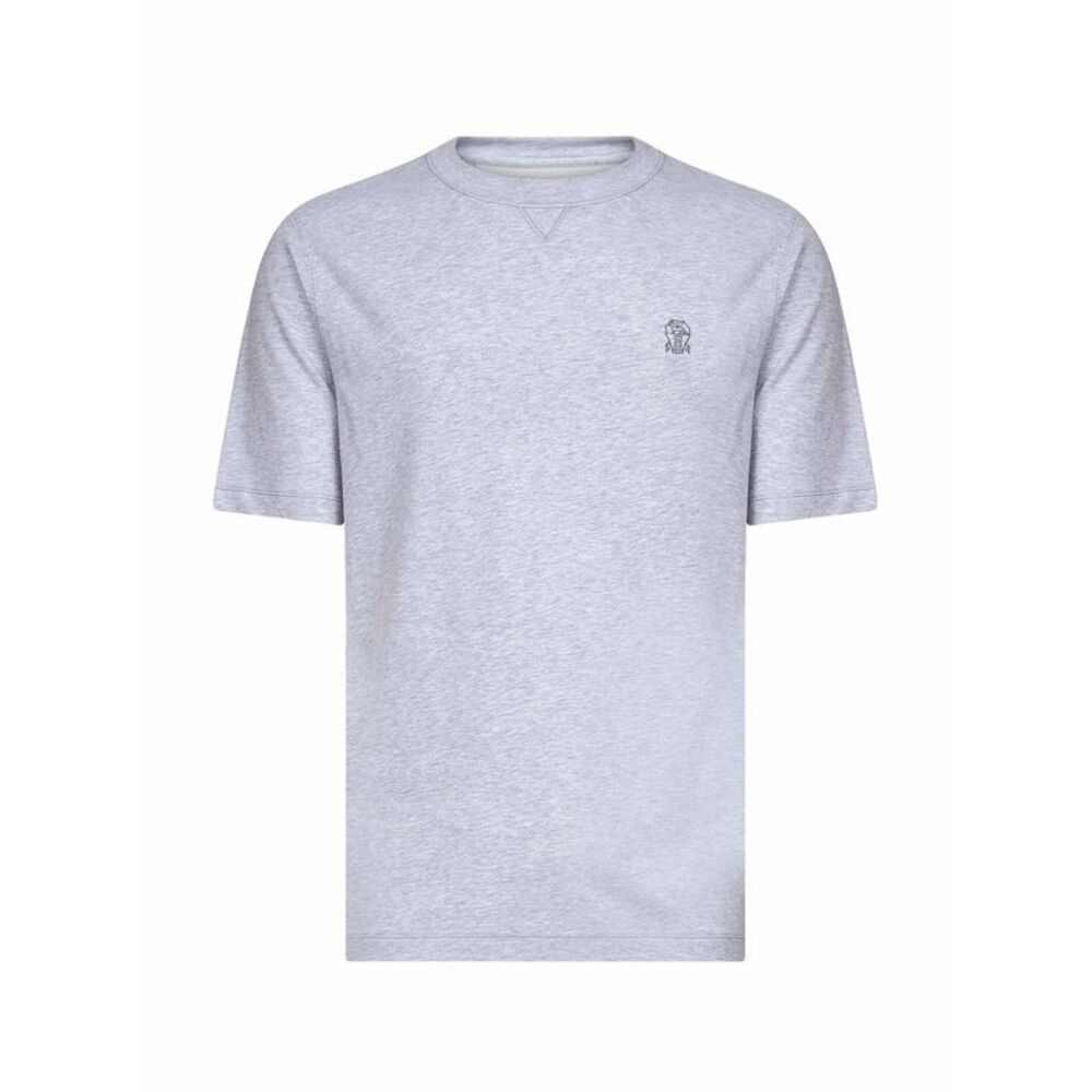 Brunello Cucinelli Men Grey Solomeo Crest Crewneck T-Shirt